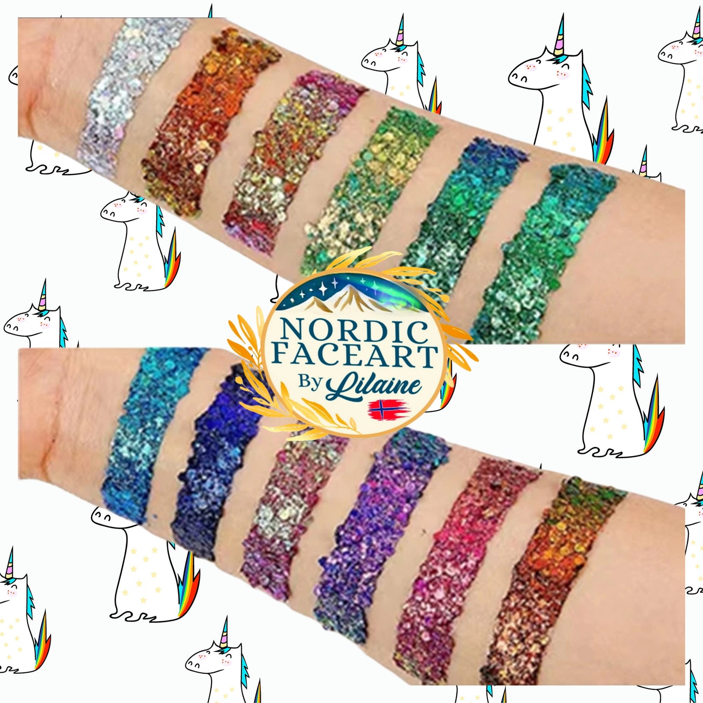 Glittergel palette.